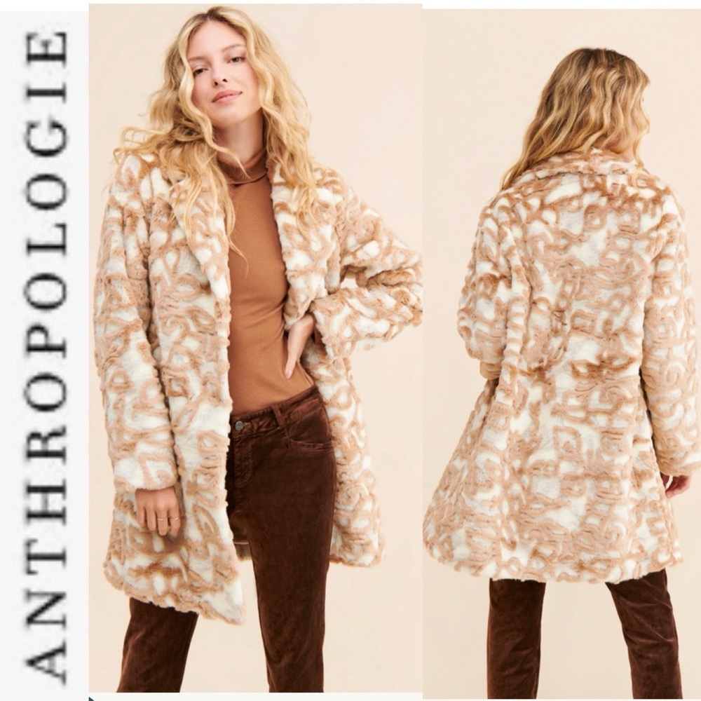NWOT Anthropologie x Ruby & Ed Abstract Floral Faux Fur Jacket 2